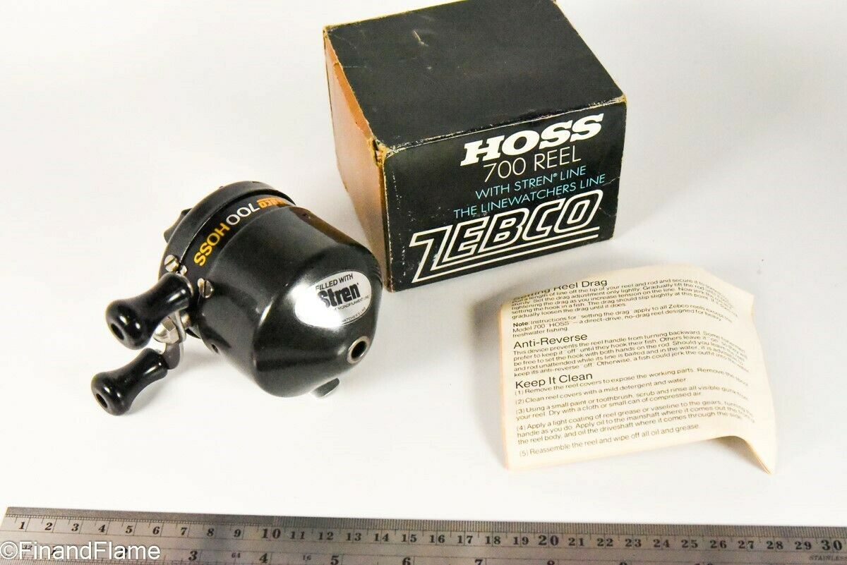 Vintage Zebco Hoss 700 Antique Fishing Reel in Box with Papers SBA10
